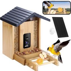 Bird Feeder 5MP Solar Powered Smart Bird Feeder with AI Camera AI Identifies Birds