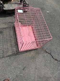 Pink Metal Wire Dog Crate
