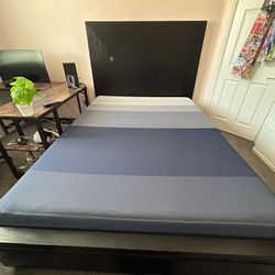 Queen Bed with Memory Foam Mattress & LED Headboard – Great Condition!