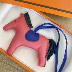 New Auth Hermes Rodeo Charm MM Bag Charm Rose Azalee
