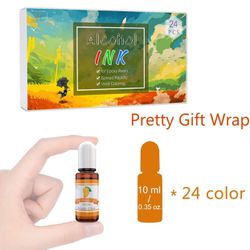 Alcohol Ink Set - 24 Vibrant Colors Alcohol-based Ink for Resin Petri Dish Making, Epoxy Resin Painting - Concentrated Alcohol Paint Color Dye for Res