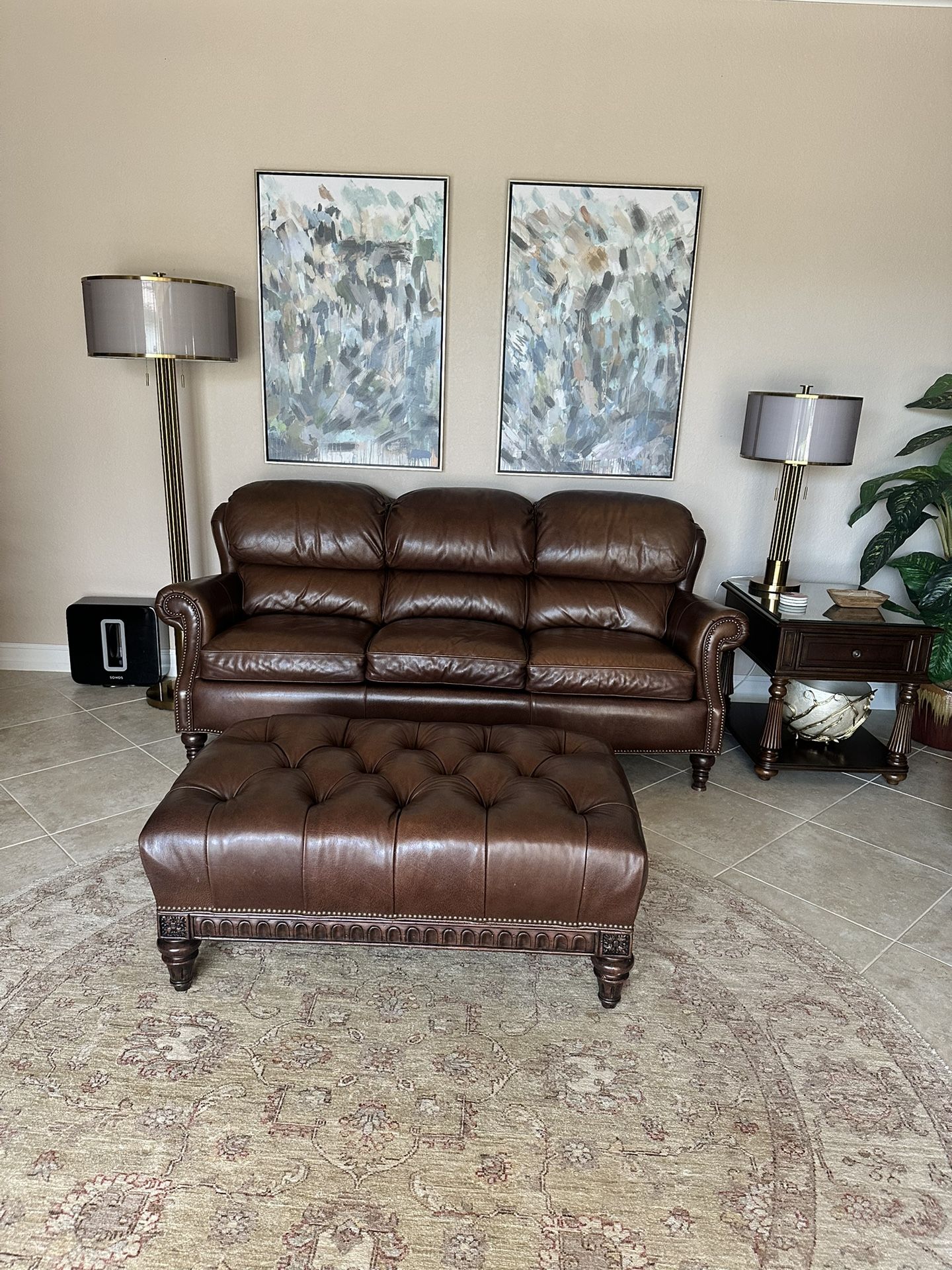 🔥 Robb & Stucky Leather Loveseat + Ottoman – Designer Quality!
