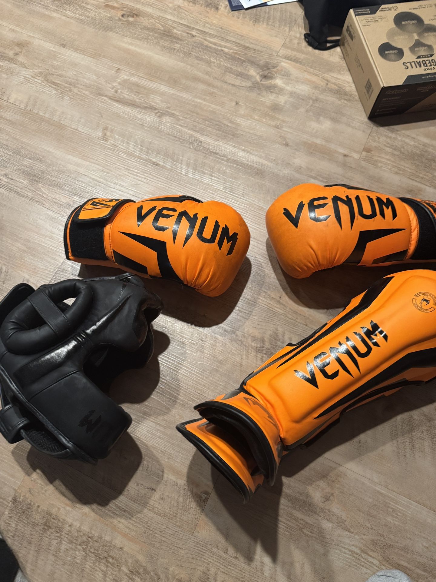 VENUM boxing Gloves, Shinguards, Head Gear - Elite Striking Package For MMA Fighting UFC .
