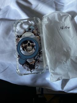 iPhone 16 Pro Clear Case Skull Floral with Ring Stand