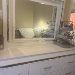 White Led Dresser 