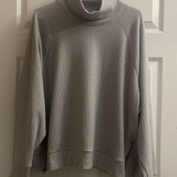 Brand New Ladies Light Grey Heather Mock Neck Sweater Size 3XL