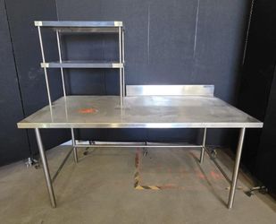 NEW Wasserstrom 72 x 36 Stainless Steel Expo Table with Double Overshelf