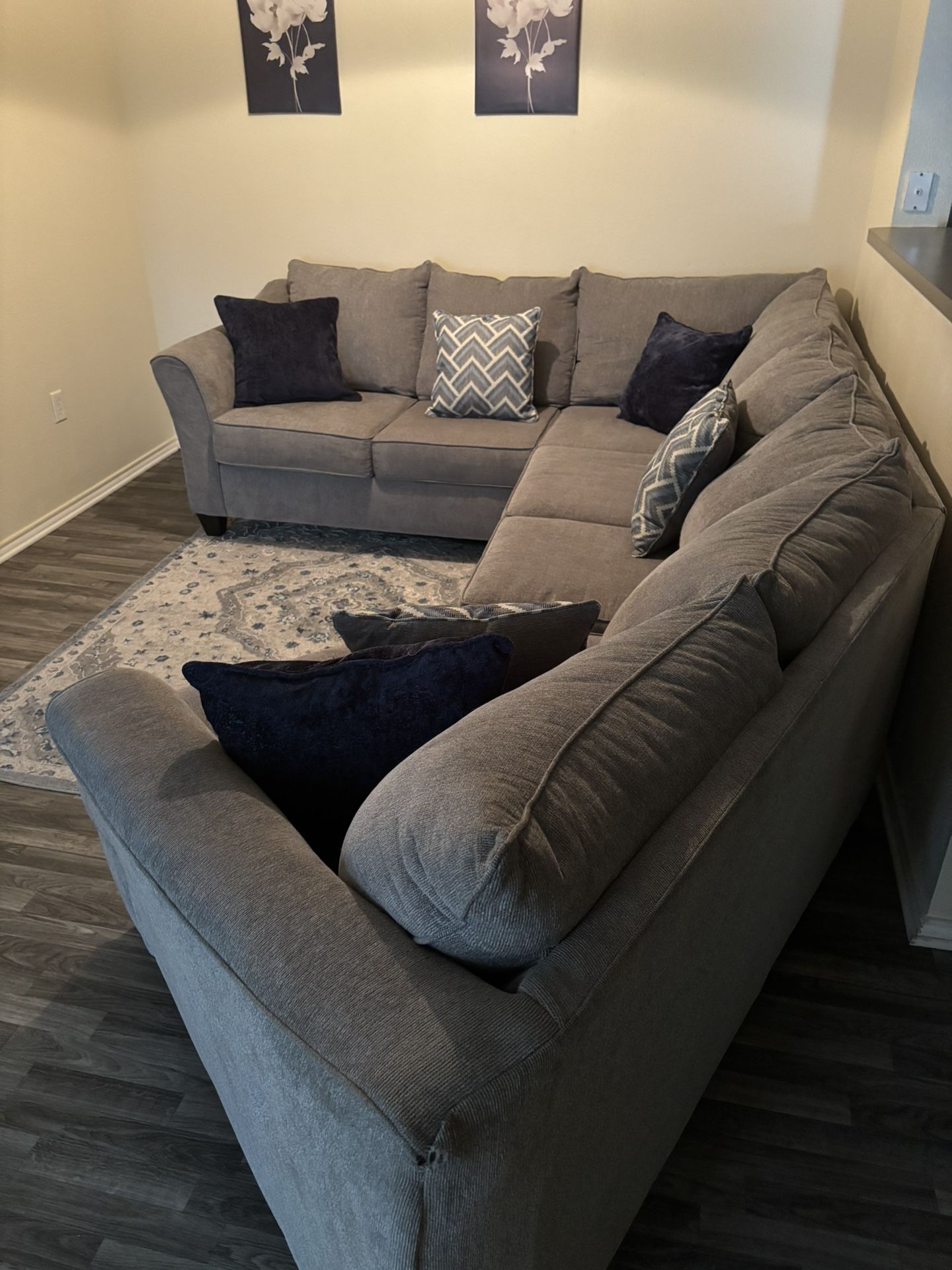 Grey Sectional In Pretty Good Condition 