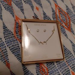Demi Fine 14k Gold Plated Necklace And Earring Set