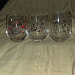 Lady And The Tramp Stemless Wine Glasses Set Of 3