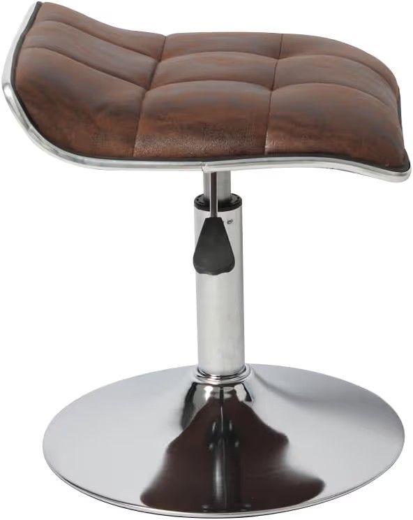 Two Adjustable Height Barstools for Dining Room, Vintage Leather Counter Stools for Kitchen Island, Brown