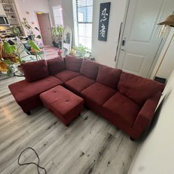 Red Couch - (Detachable) - With Ottoman