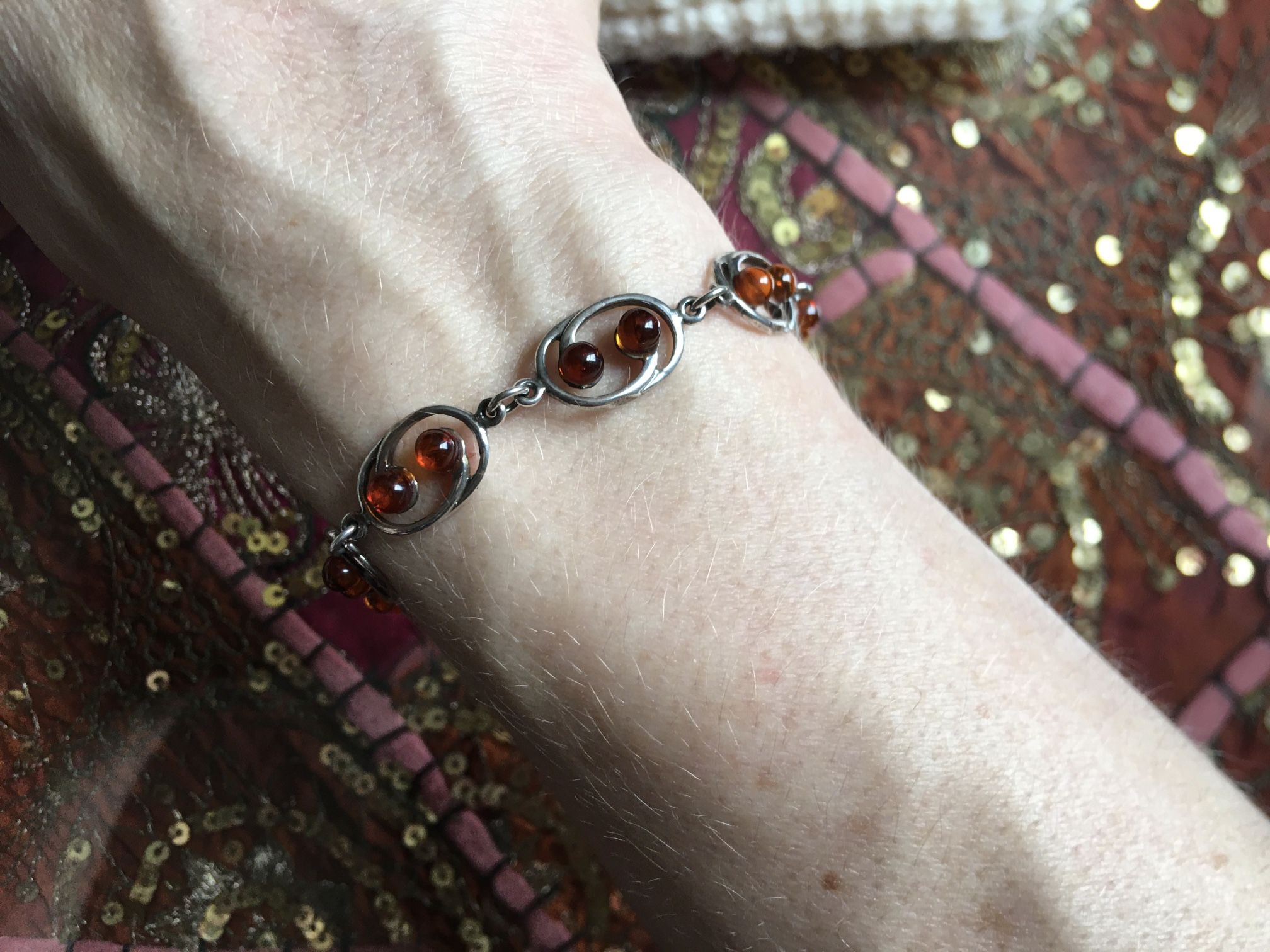 Amber & Sterling Silver Bracelet