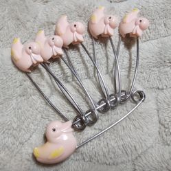 VTG GERBER SCULPTURED CLOTH DIAPER PINS DUCKS - SET OF 6