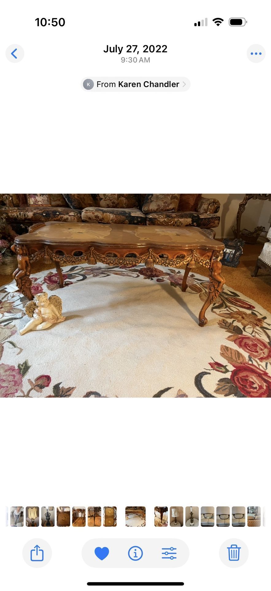 Antique Italian Wood Coffee Table & End Tables