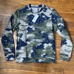 Reebok Men S Small Crewneck Sweater Modern Camo Camouflage Green Navy Pullover