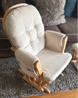 Wooden Glider Rocking Chair with Cushions