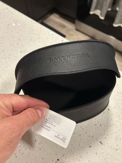 Balenciaga Black Leather Hard Case for Sunglasses Portable