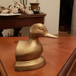 MCM Solid Brass Duck Bookend