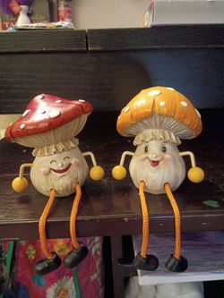 Mushroom figurines. Set of two