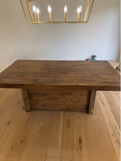 Wood style dining table with bench