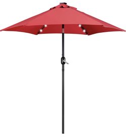 Yaheetech - 7.5ft Solar Powered Patio Umbrella - UV Protection Market Table Umbrella with 18 LED Lights, 