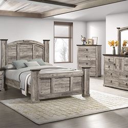 Rustic Design King Size Bedroom Set Brand New 