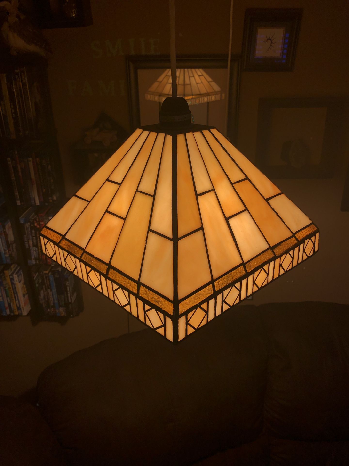 Hanging stained glass lamp