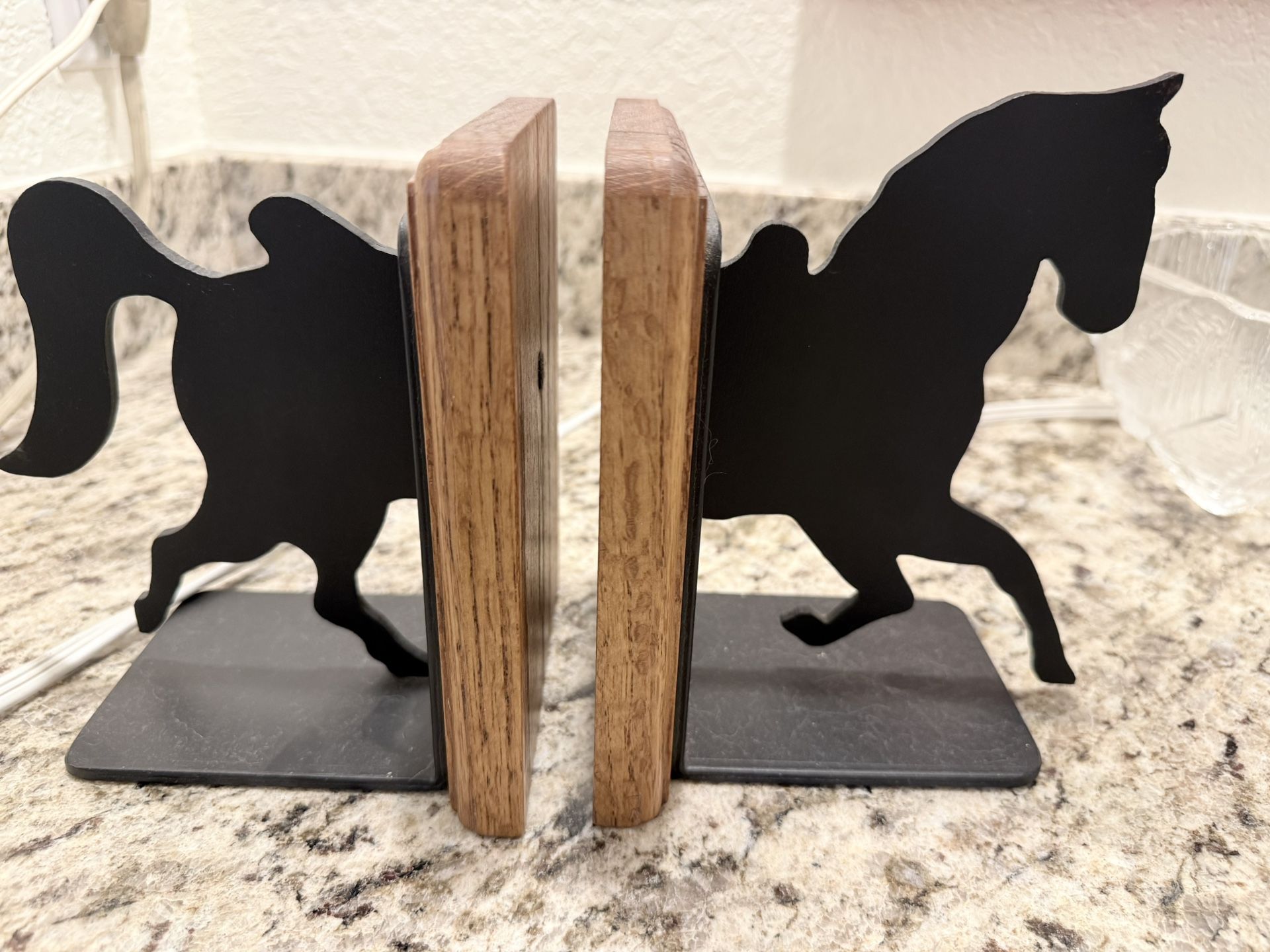 Vtg Iron Bookends Split Horse w/Woods 7”H 11”W, 6 Lb
