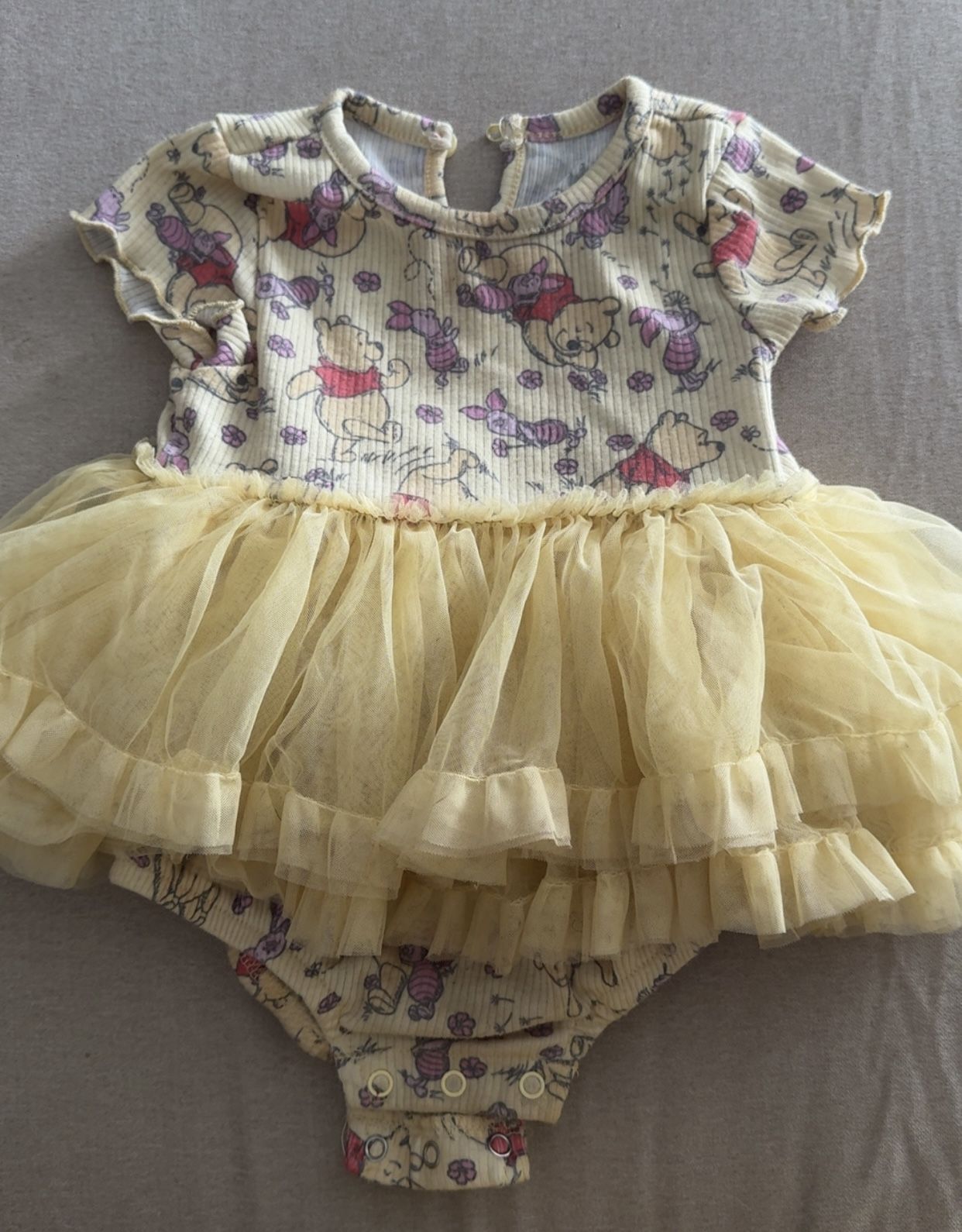 Yellow Winnie The Pooh Dress For Baby