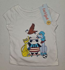 Cat & Jack Baby Girls White Graphic Tee size 18M