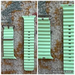 49mm Neon Green Ocean Band: Natural Titanium Finish