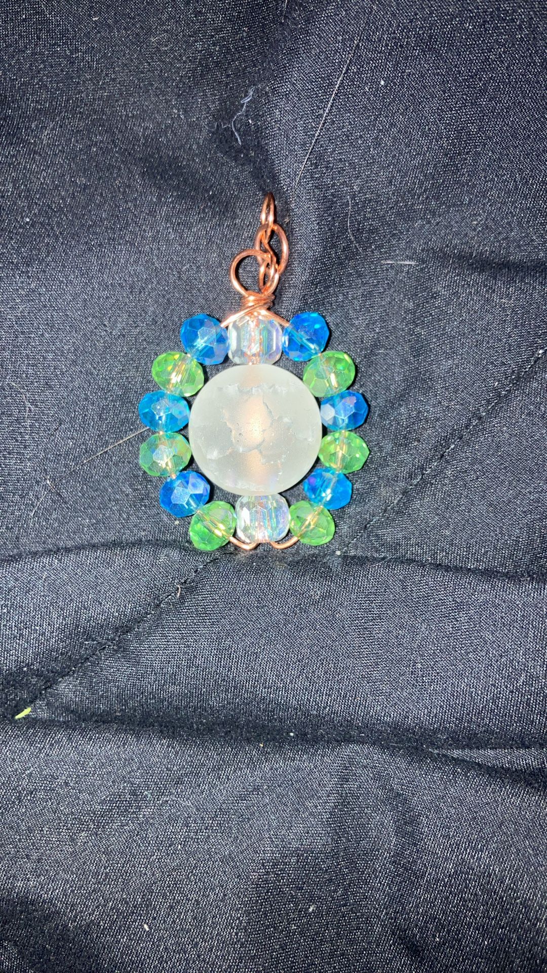 |FAKE| Handmade Copper Wire-Wrapped Pendant with Central Frosted Round Bead