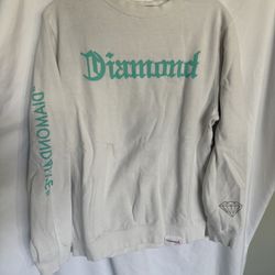 Men’s White Crewneck Sweatshirt, Diamond Supply Co, Size Large
