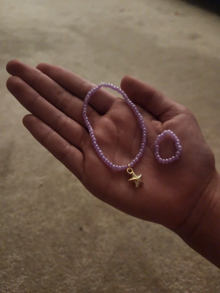 Purple Starfish Bracelet + Ring