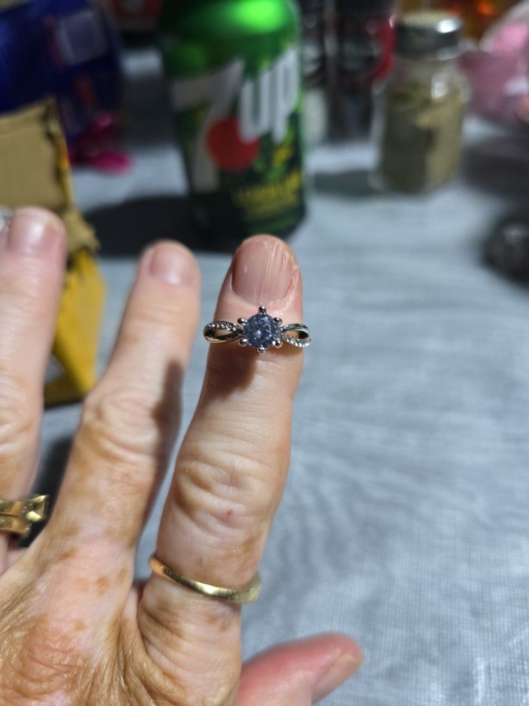 Size 7 Sterling Silver  Engagement Ring White Sapphire