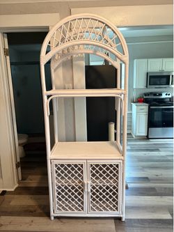 Vintage Bamboo Rattan Shelf Unit