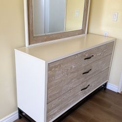 Used Real Wooden Dresser with Mirror and Soft Closure Drawers in Working and Like New Condition  