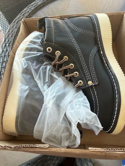 Dark Brown Leather Work Boots soft toe all sizes
