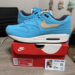 Size 9.5 - Nike Air Max 1 Corduroy Baltic Blue Men's