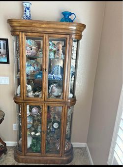 Wood and Glass Curio Display Cabinet