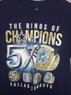 100% COTTON DALLAS COWBOYS 5X CHAMPIONS COMMEMORATIVE TSHIRT