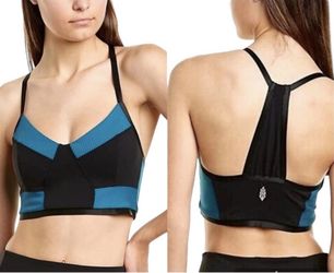 Free People Movement Ticket To Paradise Colorblock Sports Bra Black Blue XS New