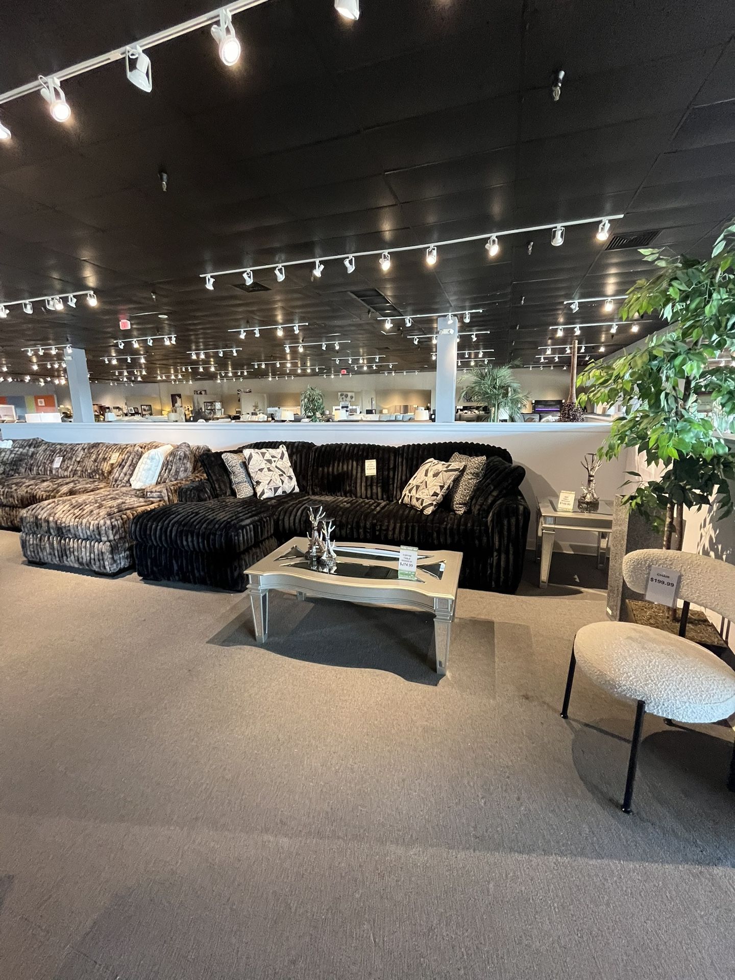 Black 2PC Chaise Sectional Couch