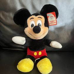 90s Vintage Mickey Mouse Plush Stuffed Animal w/tag Walt Disney World Disneyland