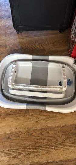 Foldable Baby Bath Tub White and Gray