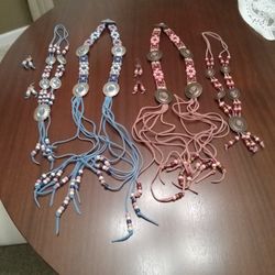 Handmade Concho Belt, Necklace, Earrings