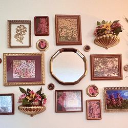 17-Piece Turnkey Vintage Romantic Floral & Brass Gallery Wall+Custom Gallery Wall Styling Available