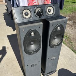 Mirage Omnisat V2 CC Center And Polk audio towers