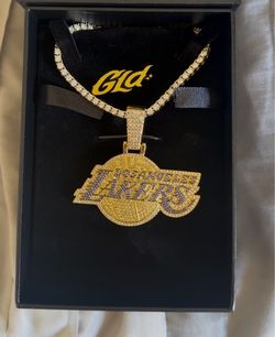 Los Angeles Lakers GLD 18K Yellow Gold Logo Pendant & 20" Tennis Chain